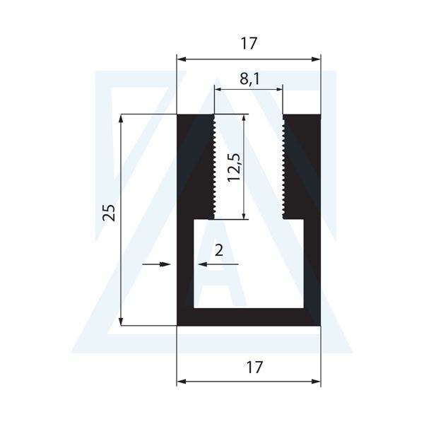 Ürün resmi: 8mm Cama Göre U Profili - 4025 - 0.504 kg/m