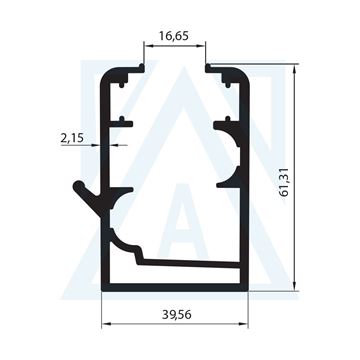 Resim Gold Seri Ortadan Damlalıklı Kasa Profili - 4067 - 1.497 kg/m