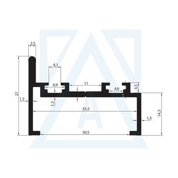 Resim Isı Camlı Cam Balkon Ara Ve Sonlama Profili - 4380 - 0.455 kg/m